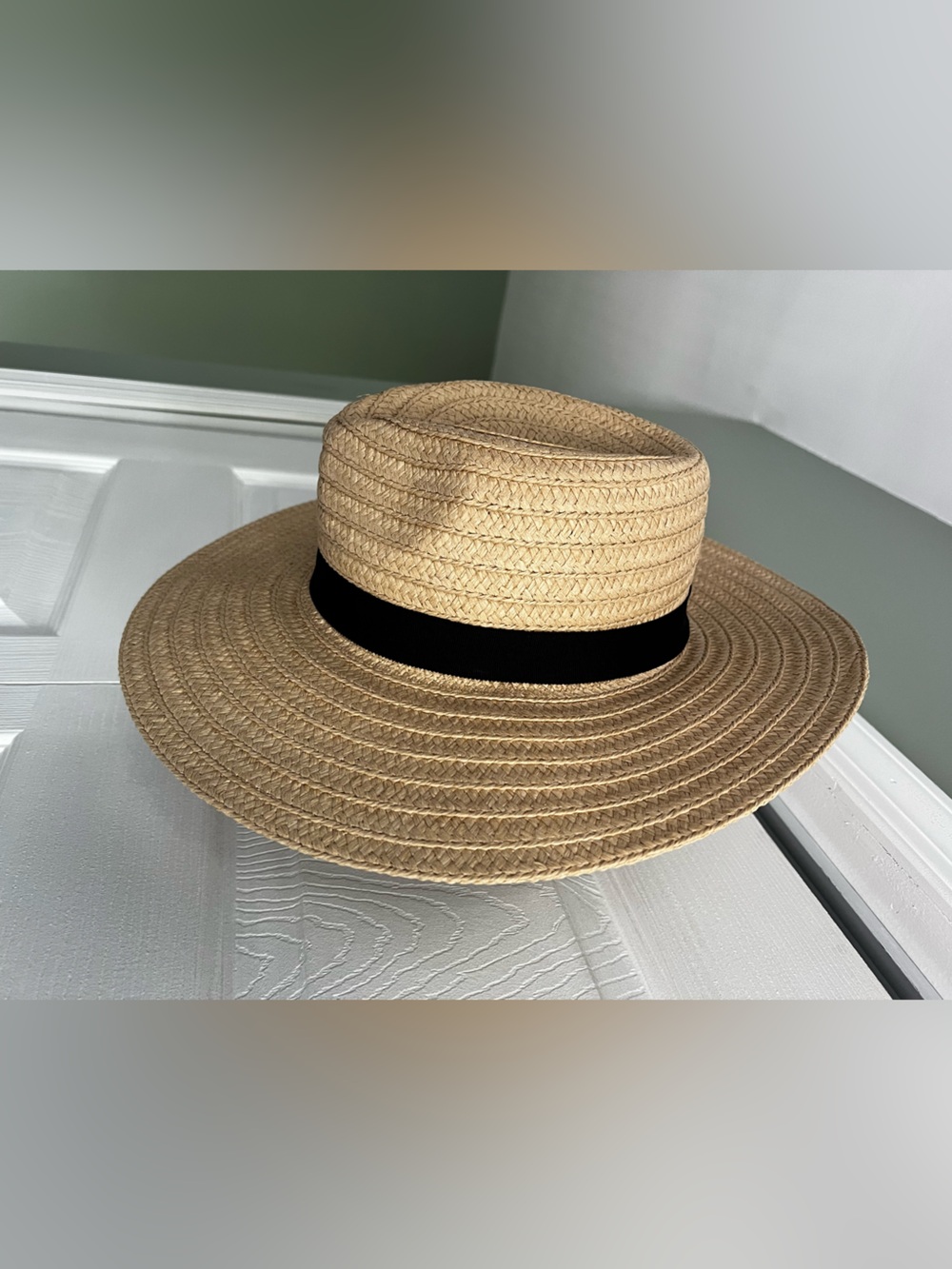 Madewell Natural Straw Packable Sun Hat with Black Trim Band